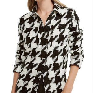 Express Women's Houndstooth Oversized Shacket Shirt Jacket Size S